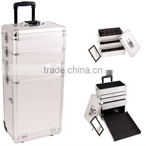 4 in 1 Rolling Aluminum Beauty Case With Trolley and Wheels