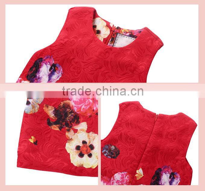 Chinese Style Girls Autumn 2 Piece Clothes Set Button Front Trench and Floral Dress For Kids Holidays Wear CS81009-4