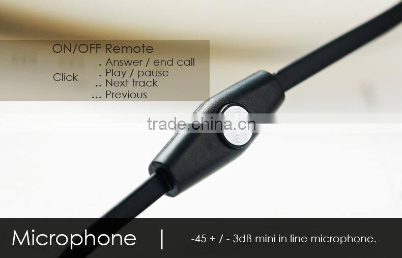 WHF-110 Flat Cable In-Ear Metal Earphones with Microphone and ON/OFF Remote for gift