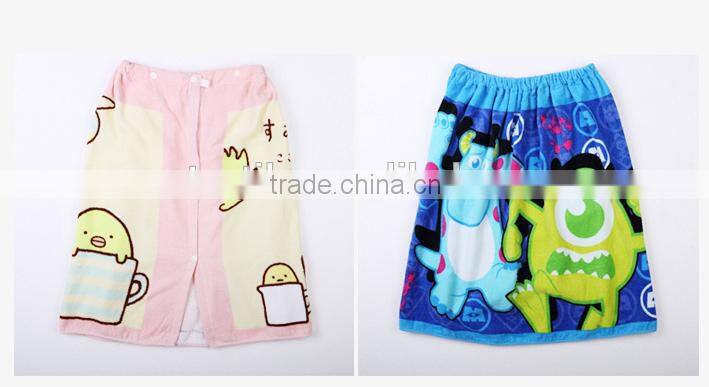 Cotton terry material girl towel dress with bowknot terry cloth girl towel skirt