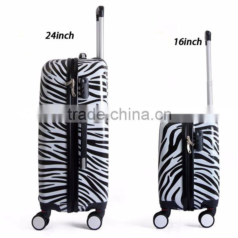 PC Kids Fancy Lightweight Spinner Luggage Travel Case Trolley Hard Case With Zebra Printing