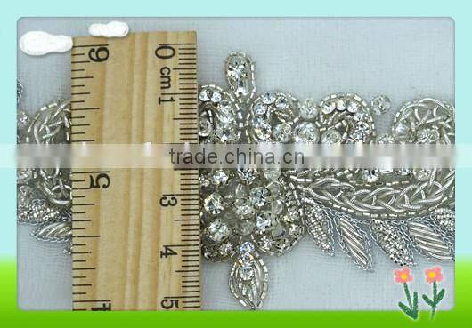 Garment accessory beaded trims on mesh for dress