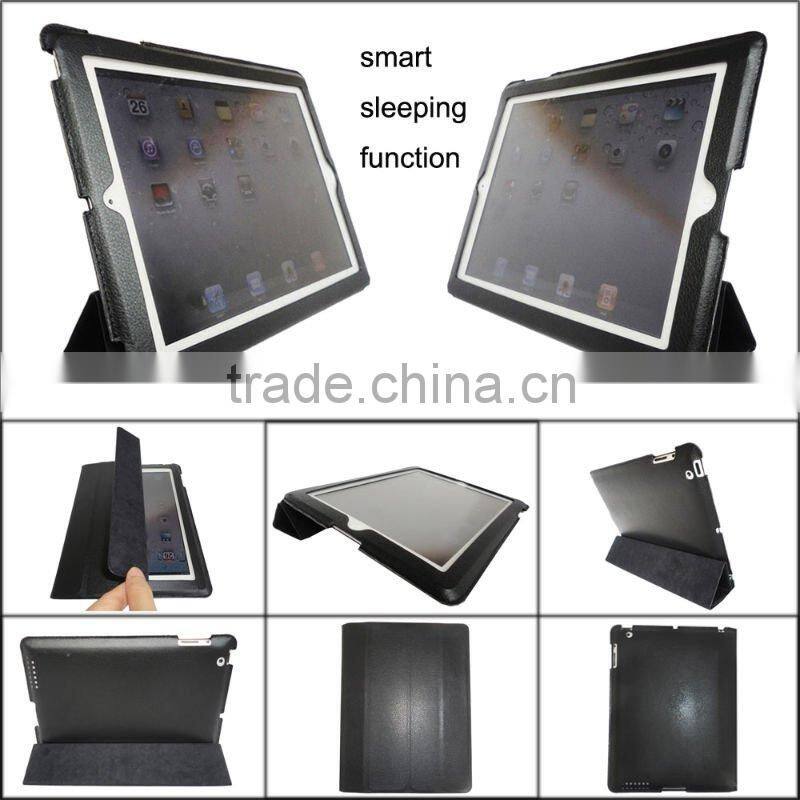 Book Style Foldable Stand Leather Case for iPad