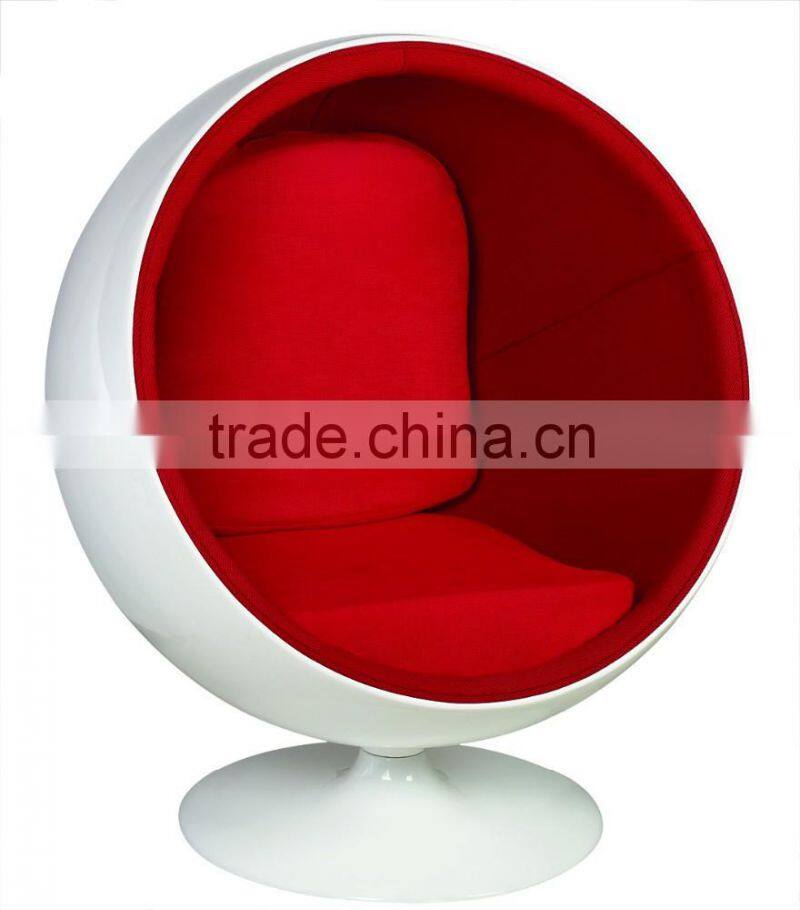 2015 modern fiberglass ball chair with sponge cushion round bar chair