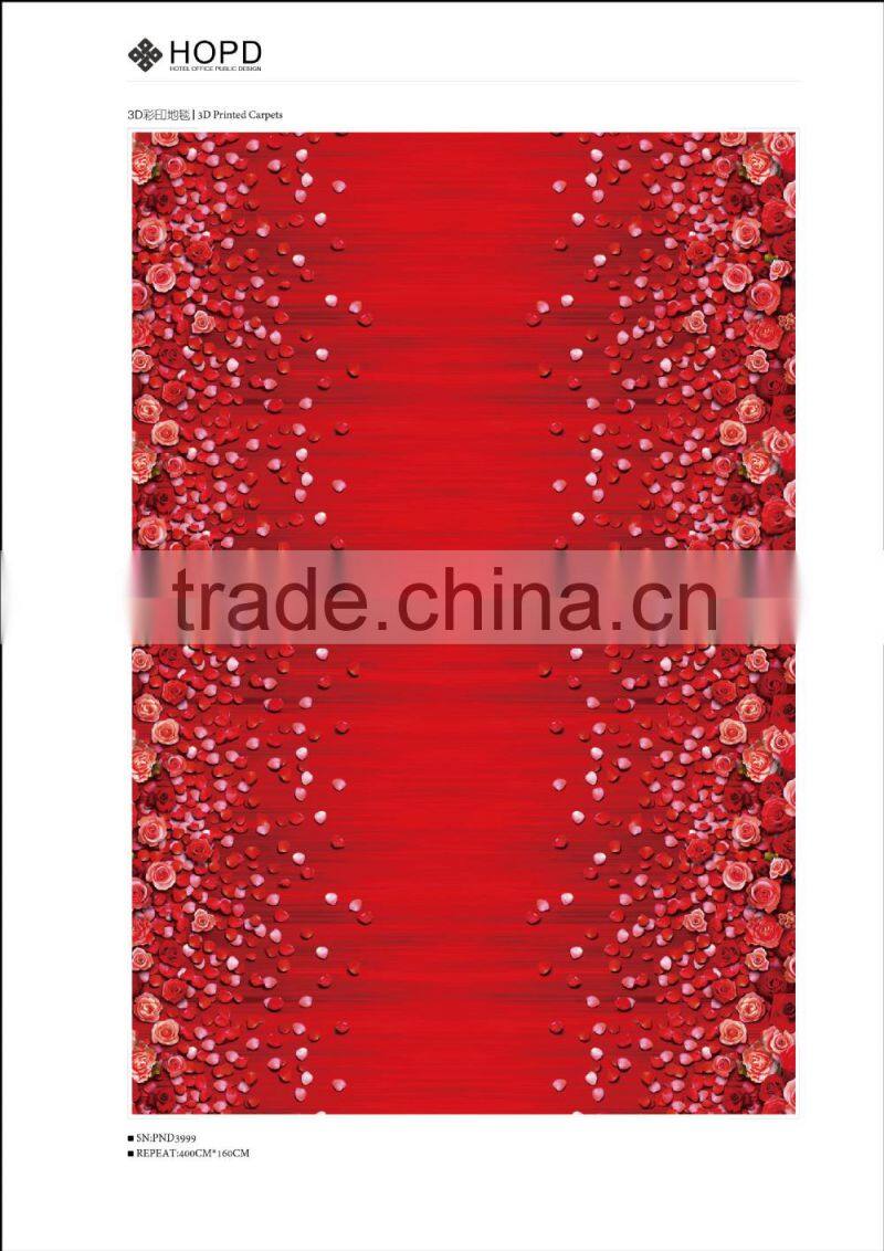 Amazing red pattern 3D printed Carpet for hotel
