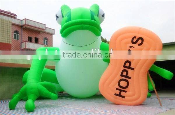 Giant inflatable frog / 8m inflatable frog with printing billboard for advertising