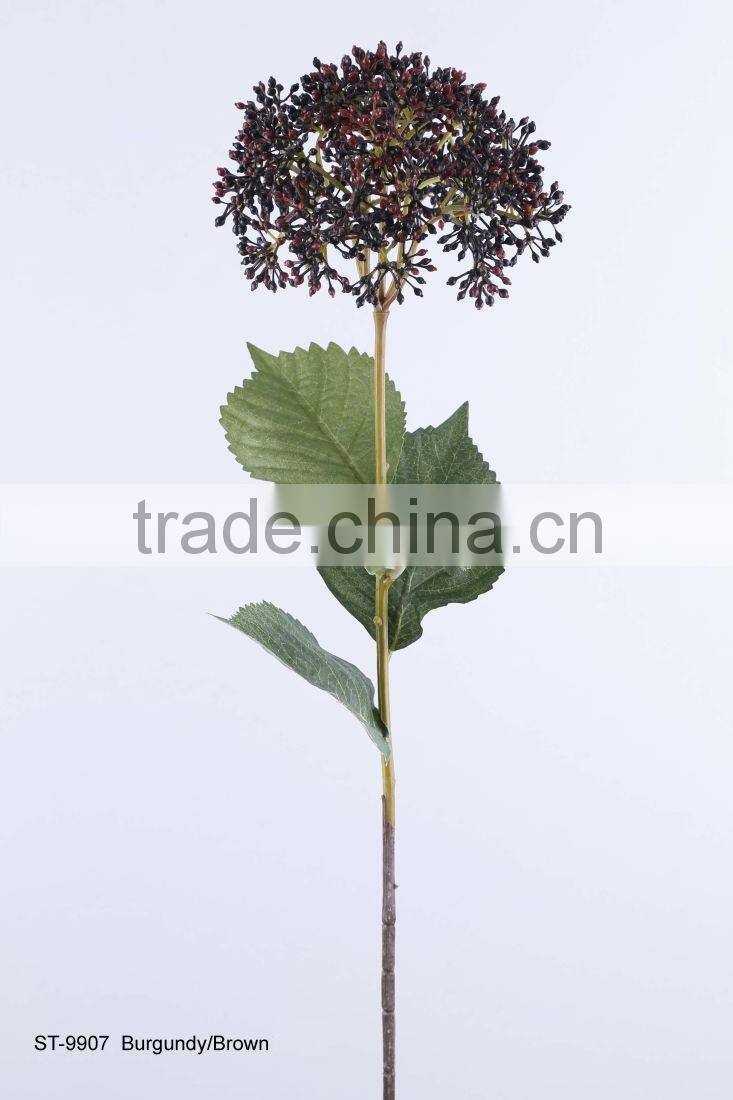 64 cm Plastic Hydrangea Spray with 4 Printed Leaves Artificial Flower