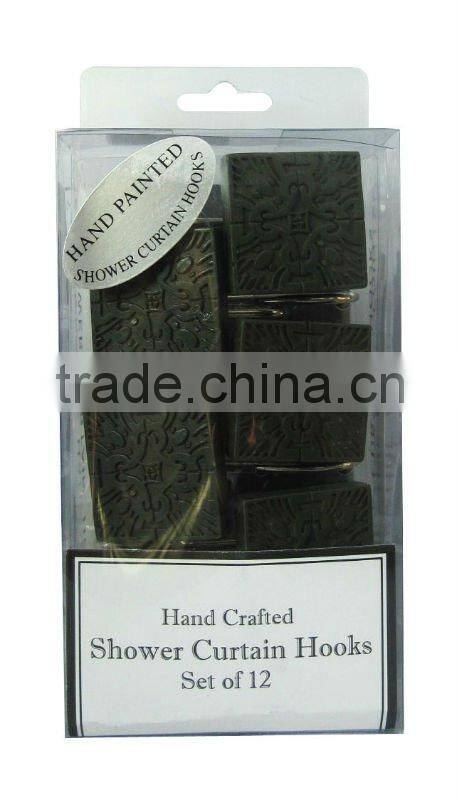 12 PCS DECROTIVE SHOWER CURTAIN HOOKS