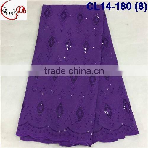 CL14-180(4) 2016 multi-color cotton with sequinse lace hot sales lace African cotton/swiss lace fabric for man and woman