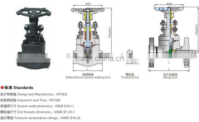 gate valves forged steel socket-welding end