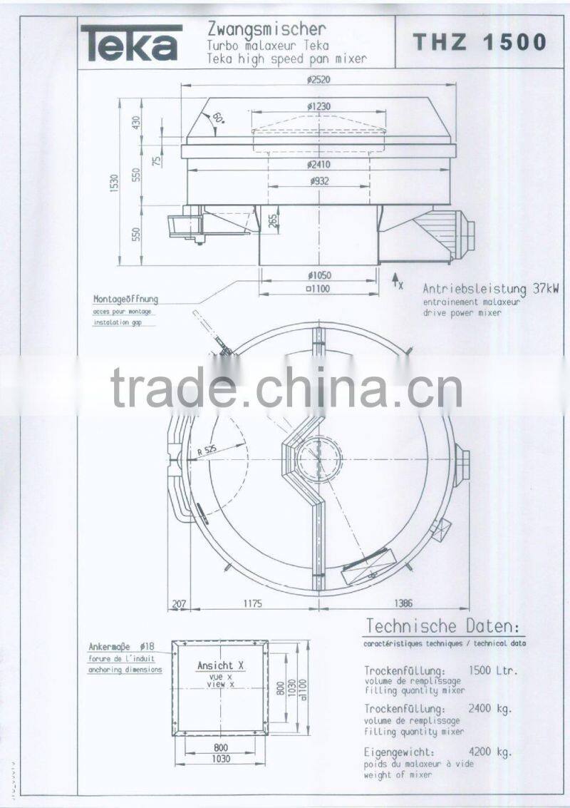Teka construction mixer 1cubic meter model THZ1500
