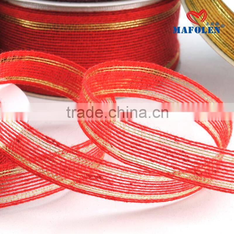 Wholesale best quality decorative 100% jute fabric plain hessian burlap ribbon