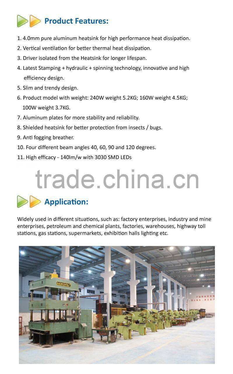 80W LED UFO Highbay with US Standard Plug and 1.5 Meter Wire