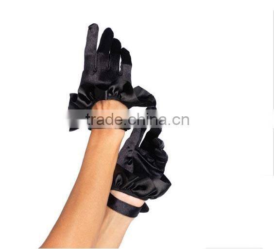 Sexy Cropped Satin Ruffle Gloves Accessory Women Short Gloves