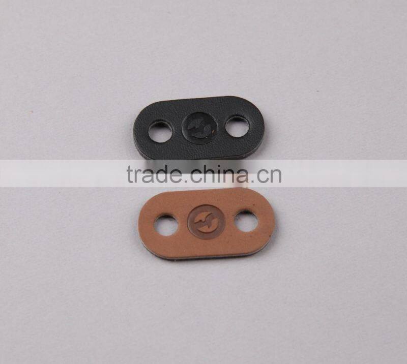 Color PU Leather Label with Custom Logo Backpack Pig Nose Leather Cord End Stoppers