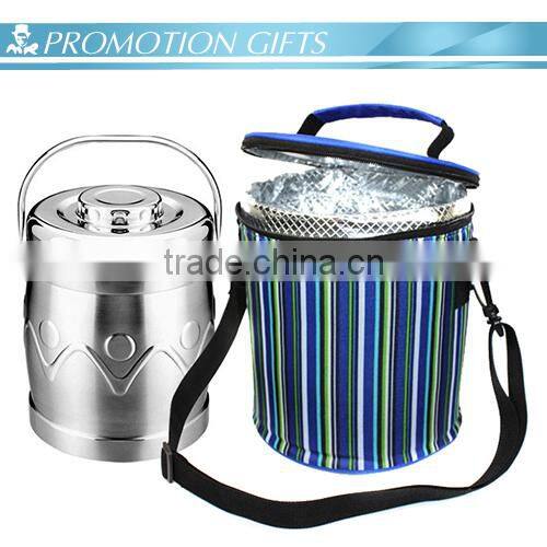 2015 New Style barrel shape insulated mens lunch cooler bag with durable hard liner