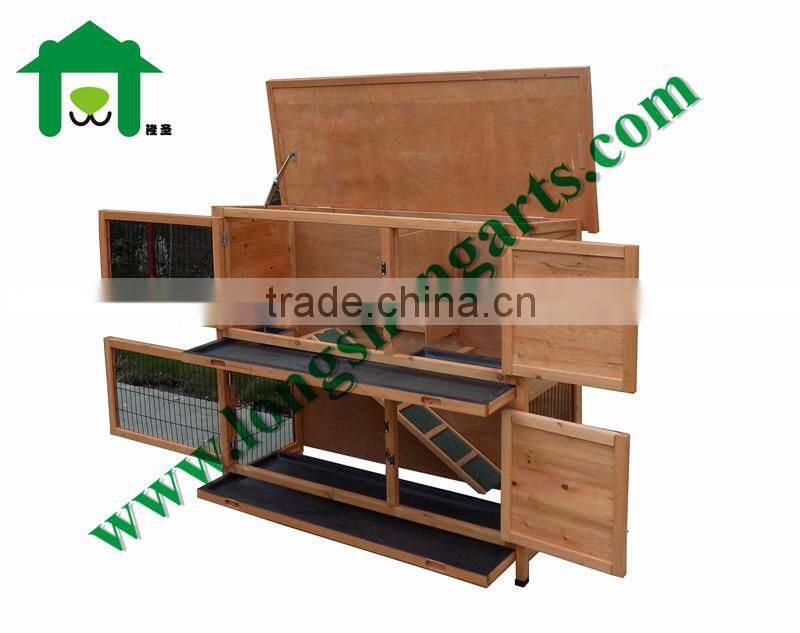 Double tray rabbit wooden house