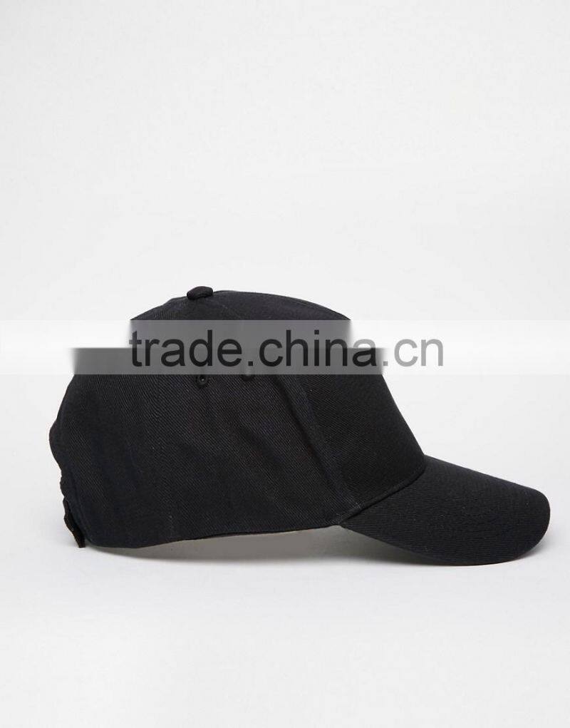 China Factory Daijun New Design OEM High Quality 100%cotton Velcro Black Plain Men Custom 5 Panel Baseball Cap