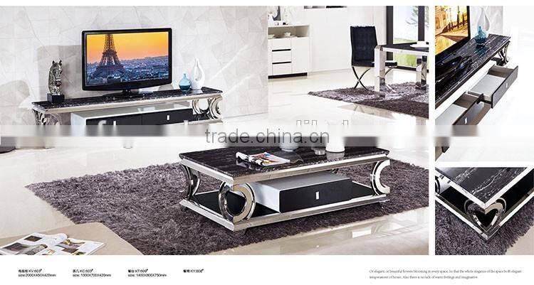 Luxury marble top home living room furniture units in metal design