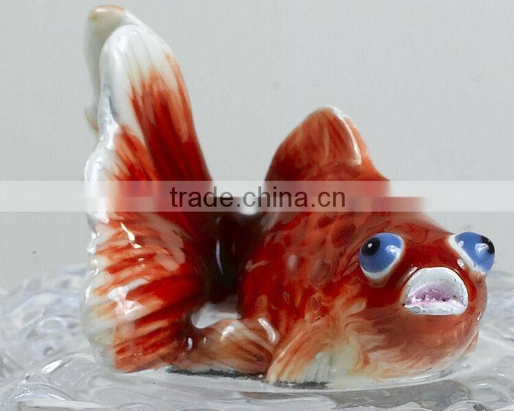 RORO gold fish enamel crystal glass candy jar