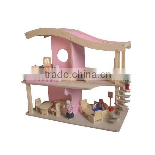 educational wooden funny dolls house with furniture