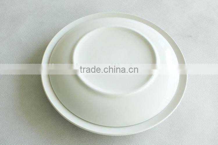 Wholesale white cheap round ceramic steak plate