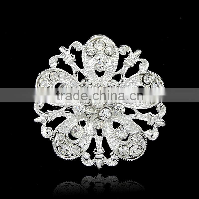 2015 wholesale flower women imitation white gold brooch for wedding invitations prices cloth pin