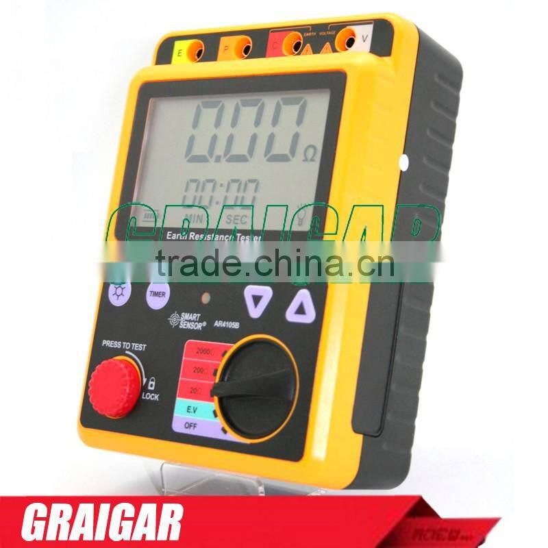 Smart Sensor AR4105A Digital Earth Resistance Tester Meter 0-200 Ohm 2/3Lines