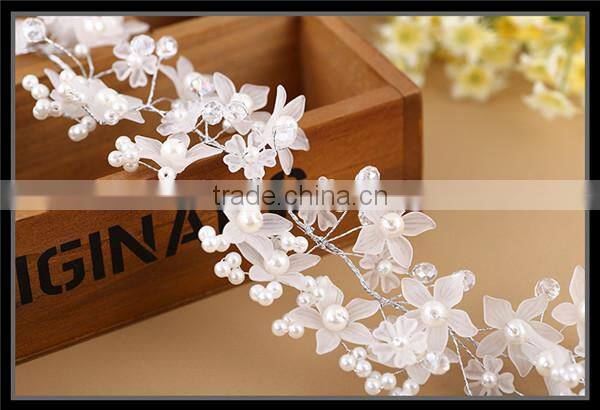 MYLOVE Pearl Beads Crystal Flower Tiara Jewelry Hair Band Clip Headband Wedding Party MLF125