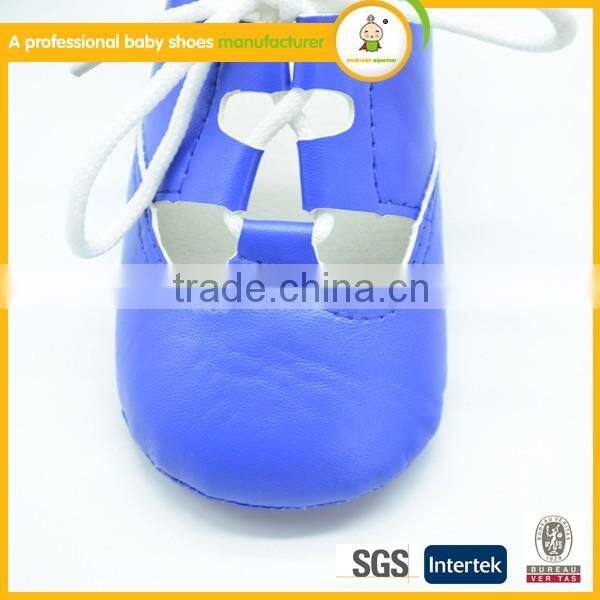 New fashion design puy leather baby summer lace up shoes