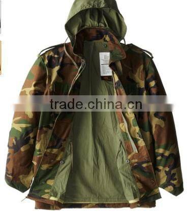 China made USA army 50% cotton 50% nylon army woodland camouflage with cotton plain lining M65 Military jacket