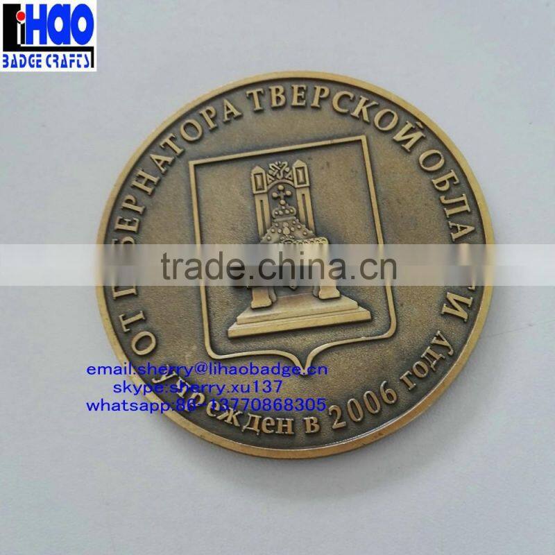 2016 High quality metal brass/copper 3D badge coins tokens for souvenir