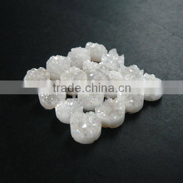 10mm rainbow white plated druzy quartz irregular surface round stone cabochon for DIY earrings,rings supplies 4110092
