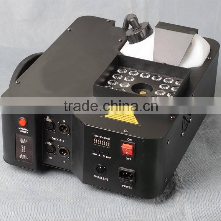 Geyser RGB DMX512 Wireless Remote 3in1 RGB 24*3w Upward Spraying Pyro Vertical Column Fogger Machine 1500w LED Smoke Machine