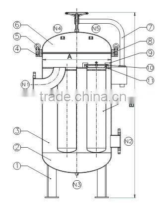 Stainless Steel Multi Bag Liquid Filter for water filtration system plant