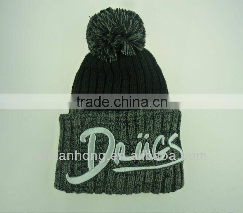 knitted fashion winter ski pom pom hat