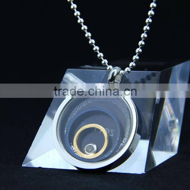 stainless steel glass pendant with charms for promotion