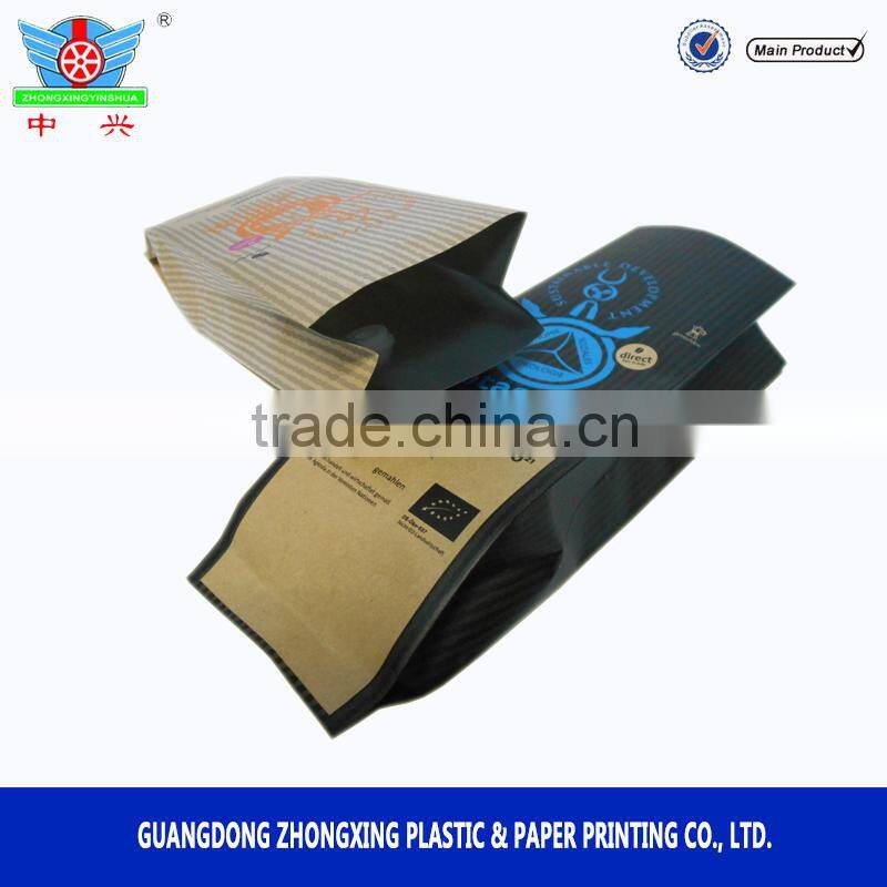 safety food packaging aluminum foil kraft paper pouch coffee bag with valve
