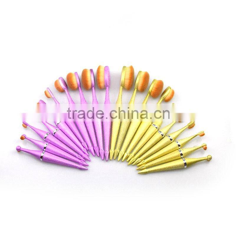 10pcs NEW design Bling cosmetic brush synthetic toothbrush oval makeup brush set
