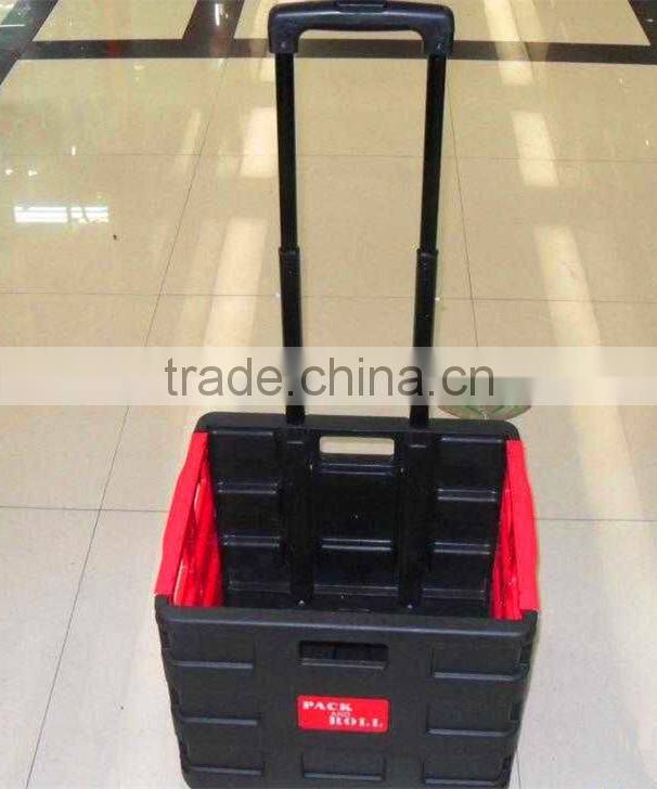 plastic collapsible rolling cart Foldaway plastic cart 38*33*36 cm