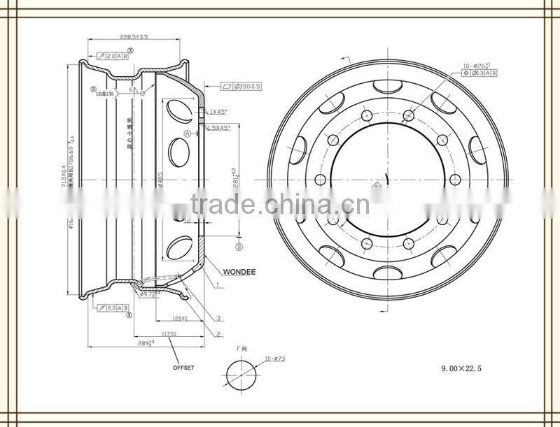 China Trailer Truck 22.5 Inch Tubeless Semi Rims