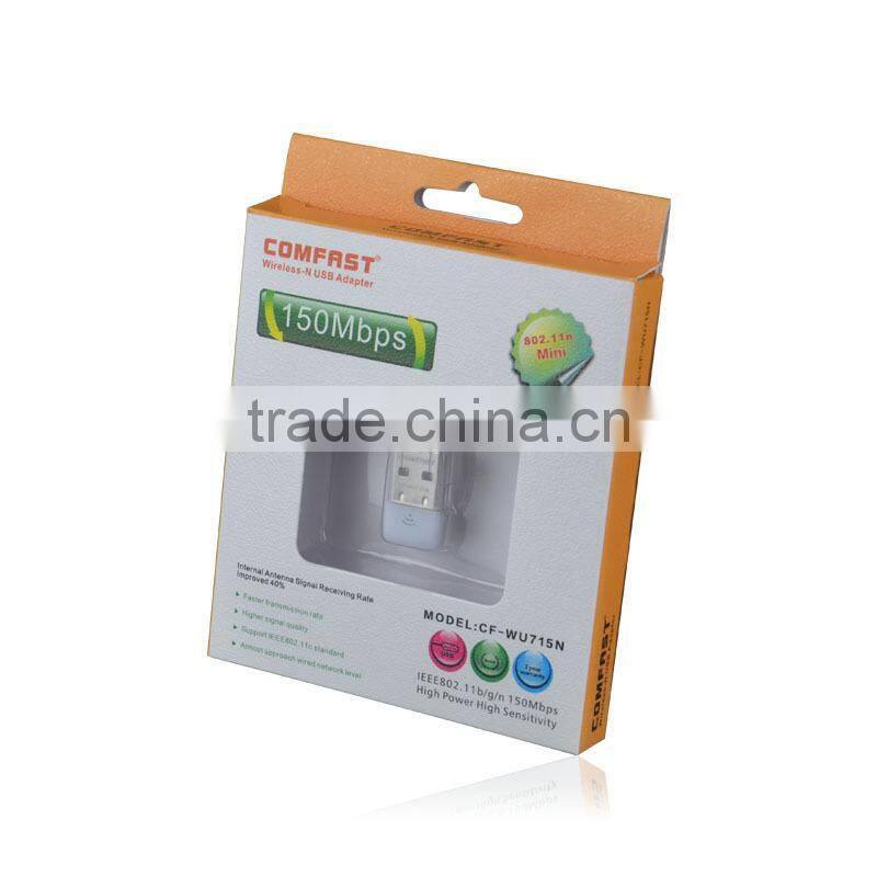 CE,FCC,ISO9001 certificates high quality new Mini USB Wireless lan card N 802.11 b/g/n WiFi Adapter WiFi Dongle 150Mbps