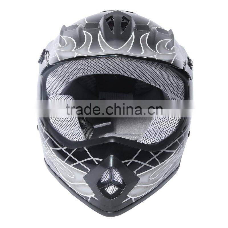 Youth Black/Silver Skull for Dirt Bike for ATV Motocross Helmet Goggles+gloves S M L New