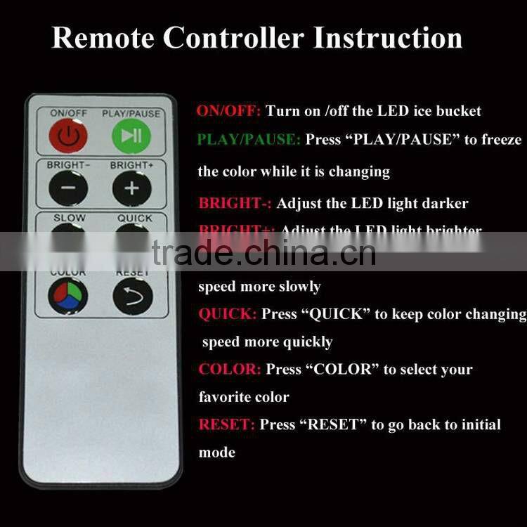 acrylic led ice bucket with remote control