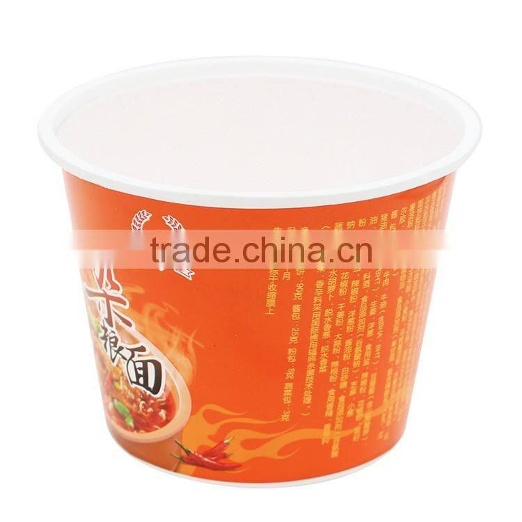 Plastic Noodle Bowl with IML Printing,Round Shape Disposable Noodle Containers with Lids