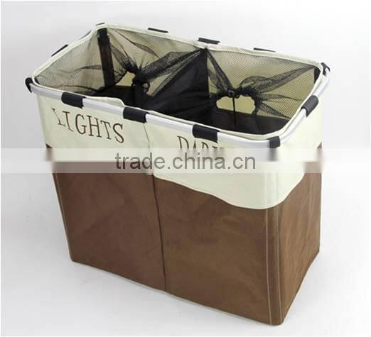 Household Essentials Double Hamper Laundry Sorter, 600D Oxford cloth+aluminium rack
