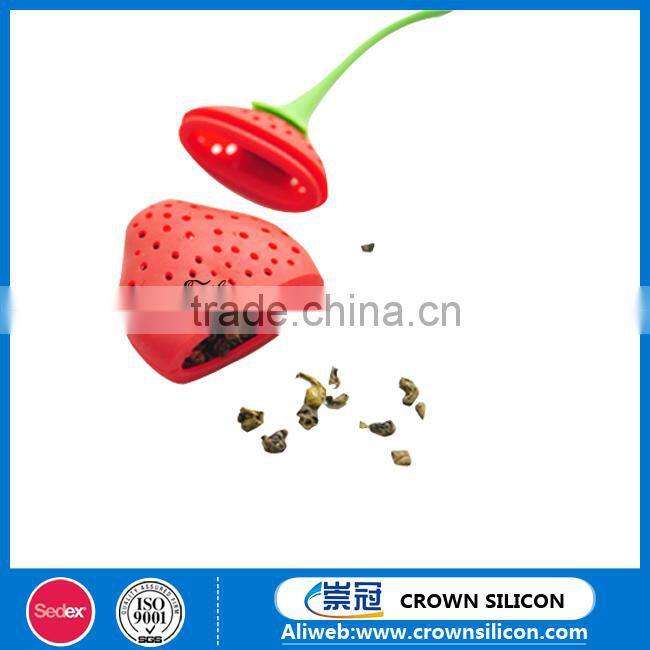 food grade eco-friendly fruit shape silicone tea infuser, strawberry shape silicone tea bag