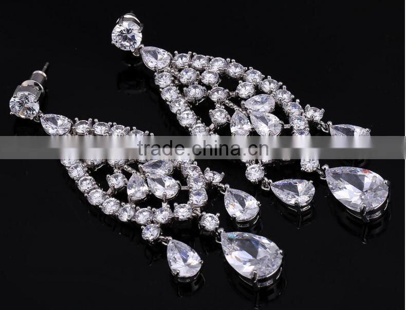 Wholesale Stock Small Order Fashion Women Long Style Tassels Zircon Earrings
