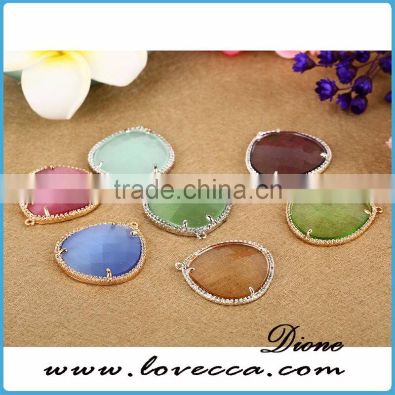 Wholesale DIY fashion jewelry accessories colorful glass stone glass bezel pendant