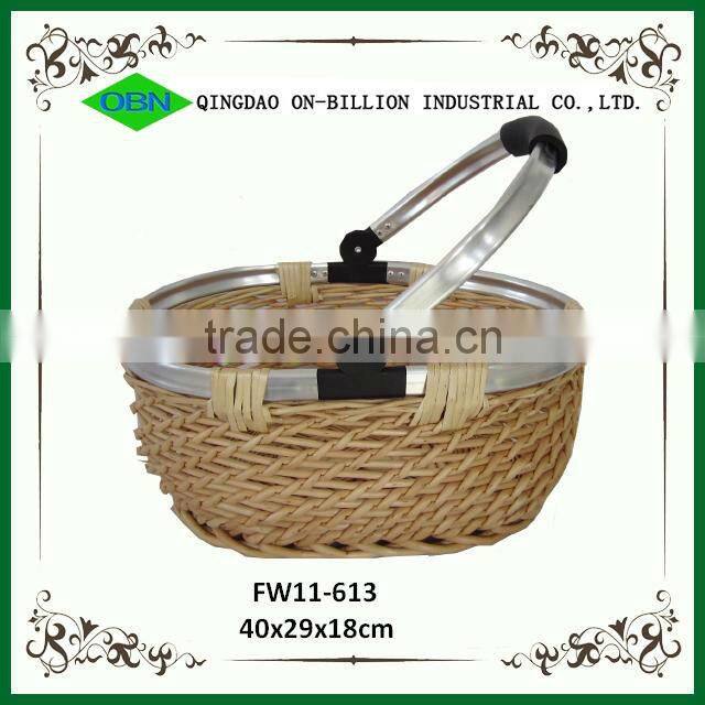 Customized design or size wicker shopping handle basket with aluminum frame